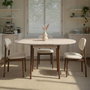 Nordure Mesa de Comedor Extensible Travertino y Nogal